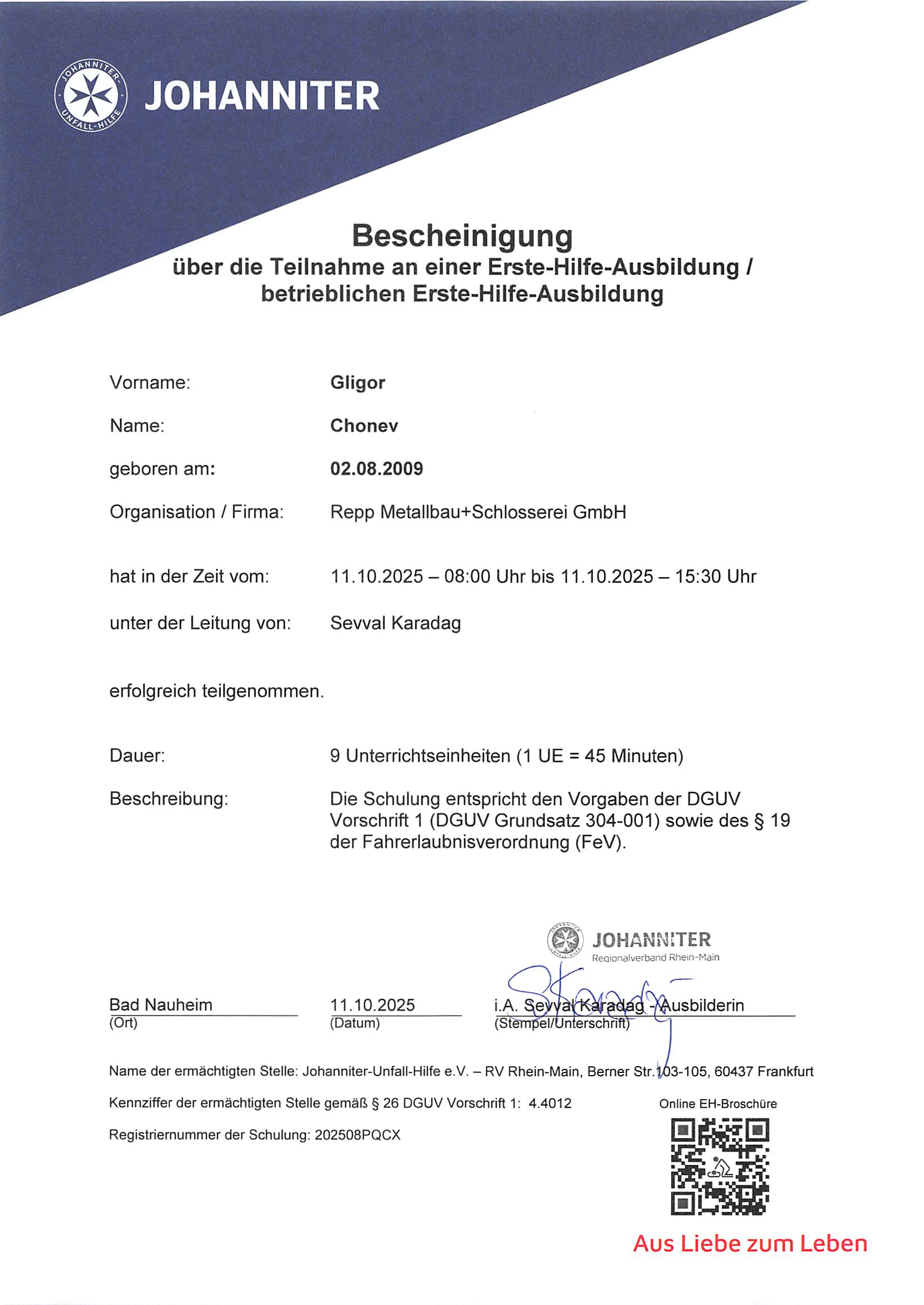Ersthelferausbildung GC