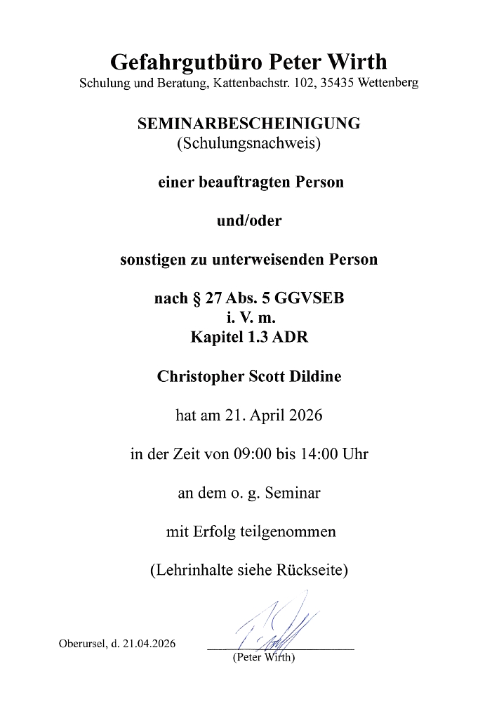 Seminar Gefahrgut CD 2026